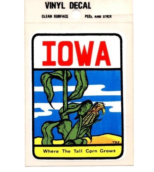 Lot of 12 Iowa Tall Corn Grows Souvenir Luggage Decals Stickers - New - Free S&H