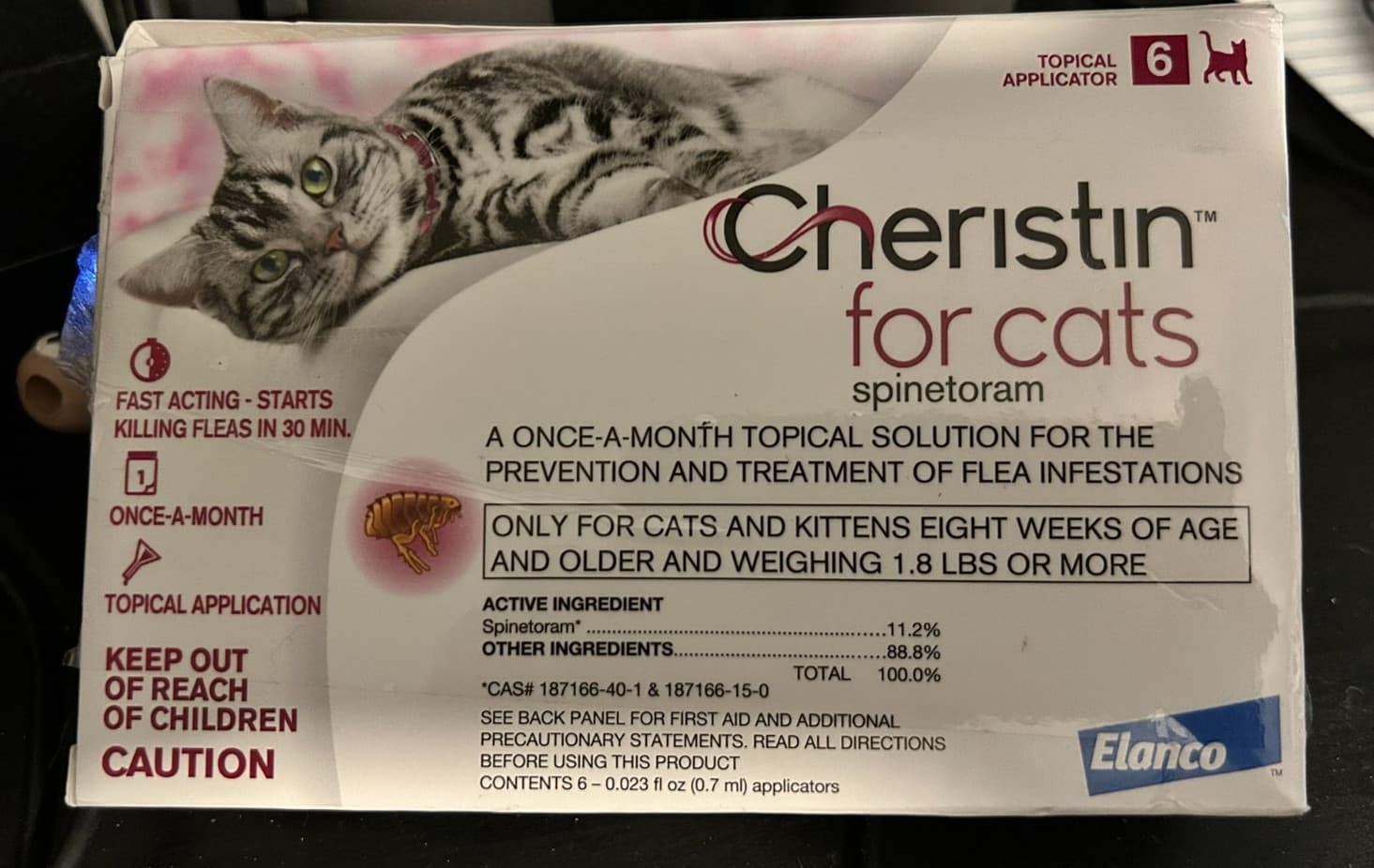 Cheristin Flea Treatment & Prevention for Cats * 6 dose * Topical Solution * New