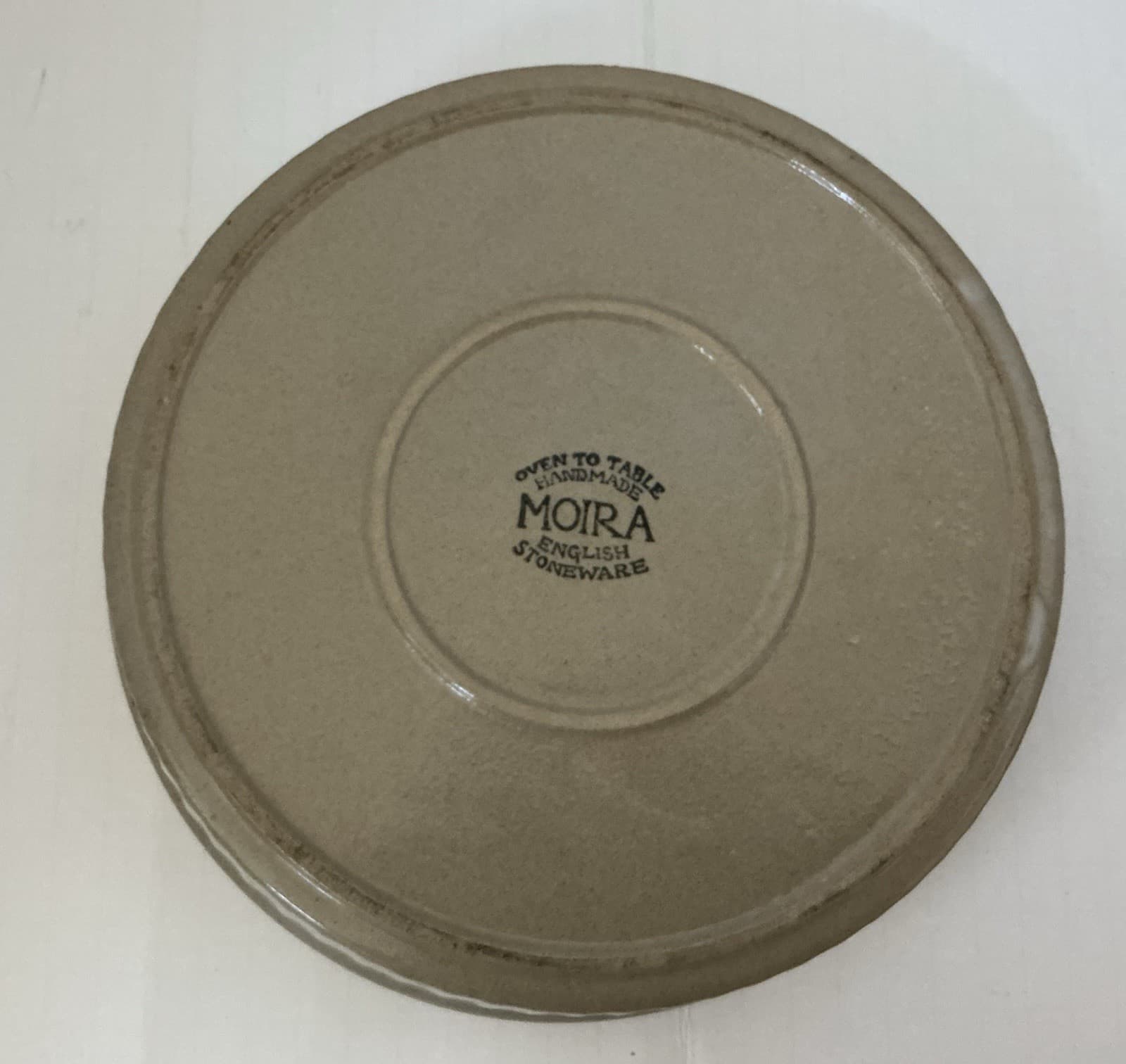 VTG,Handmade,English,Stoneware,Baking Dish,oven To Table,beige With Design,Sz 9  2