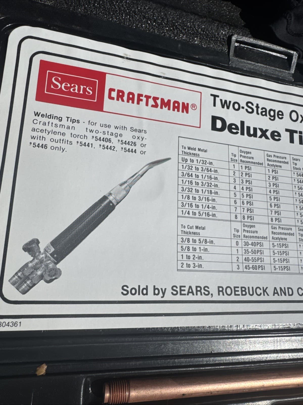 Sears Craftsman USA Nos 2 Stage Oxy Acetylene Deluxe Tip Set 54472 Catalog Only 2