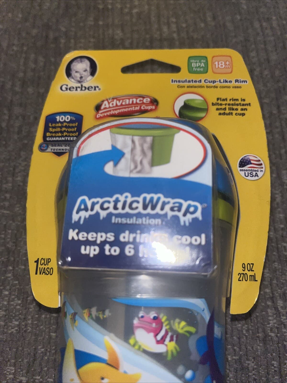 NUK GERBER 9OZ ADVANCED DEVELOPMENTAL CUP ARCTIC WRAP 18+ MO BPA FREE LEAK PROOF 4