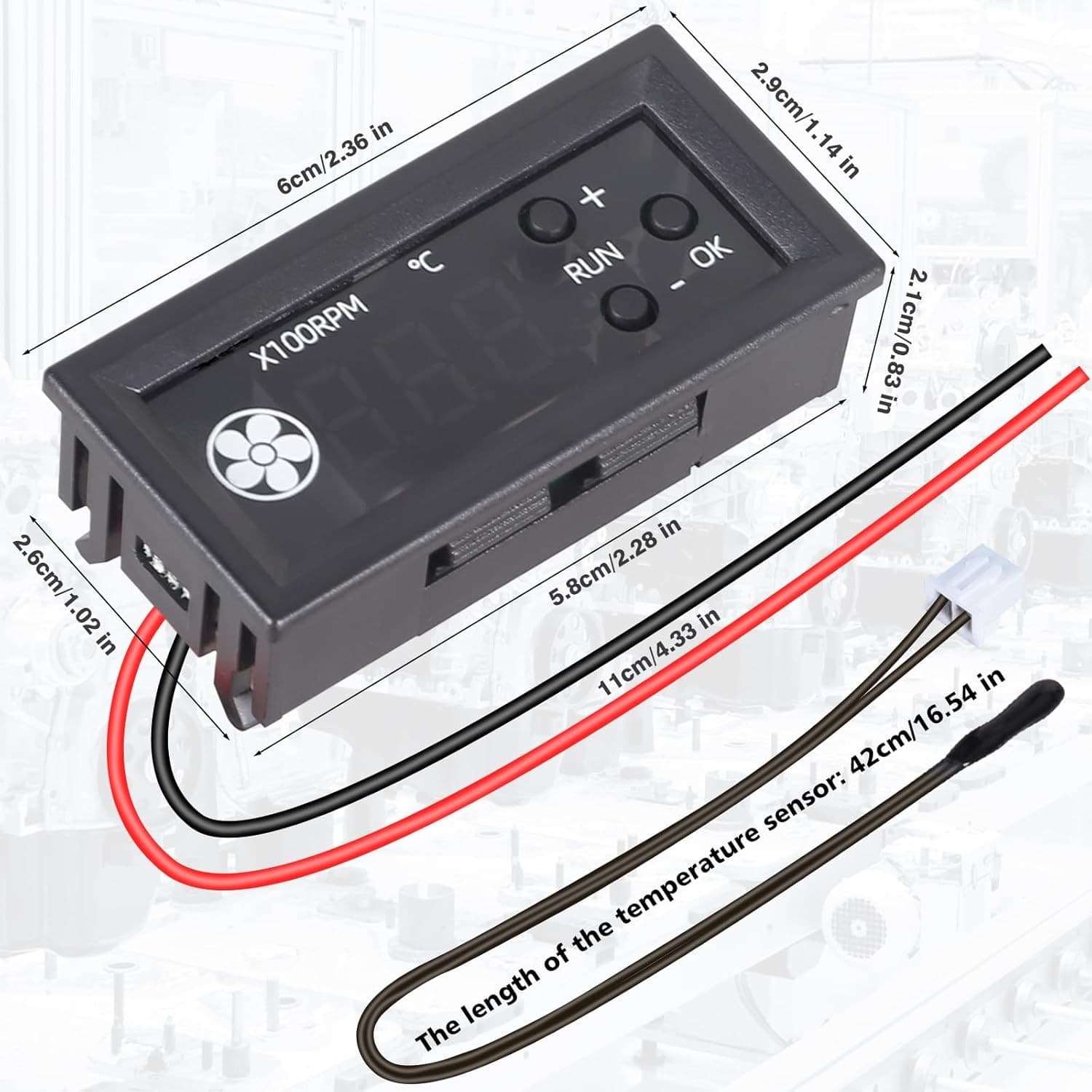 ICSTATION 12V PWM 4-Wire Fan Speed Controller with Temp Probe Display 2