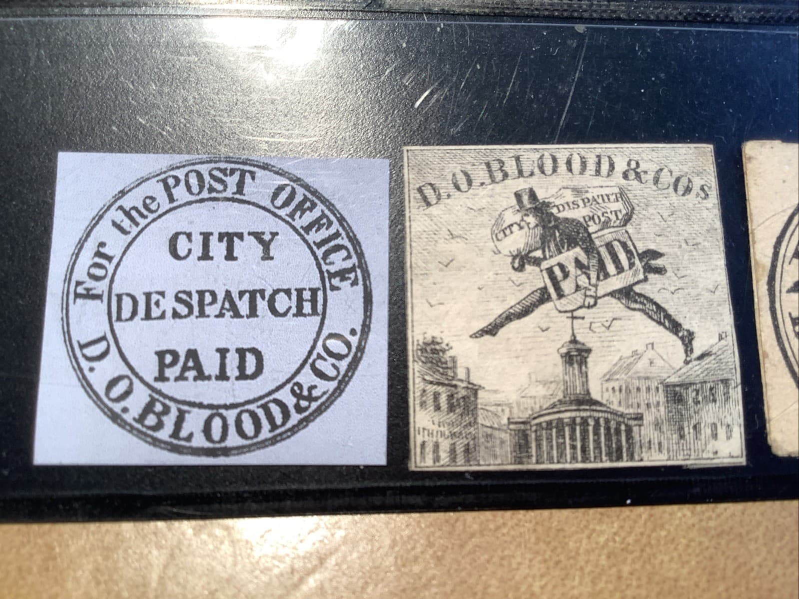 US LOCAL  BLOODS PENNY POST, 1848-54. lot of 8  genuine + mid 1800s forgeries 4