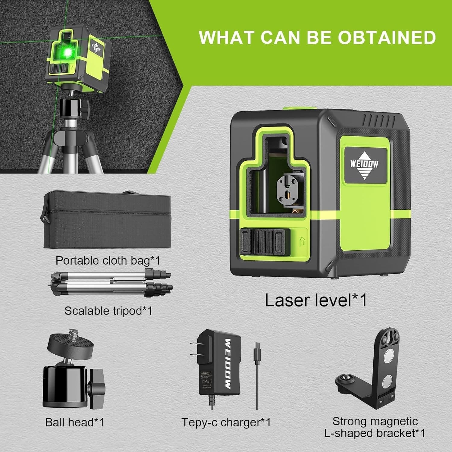  Self Leveling Laser Level With Tripod 98ft Green Cross Line Laser  6