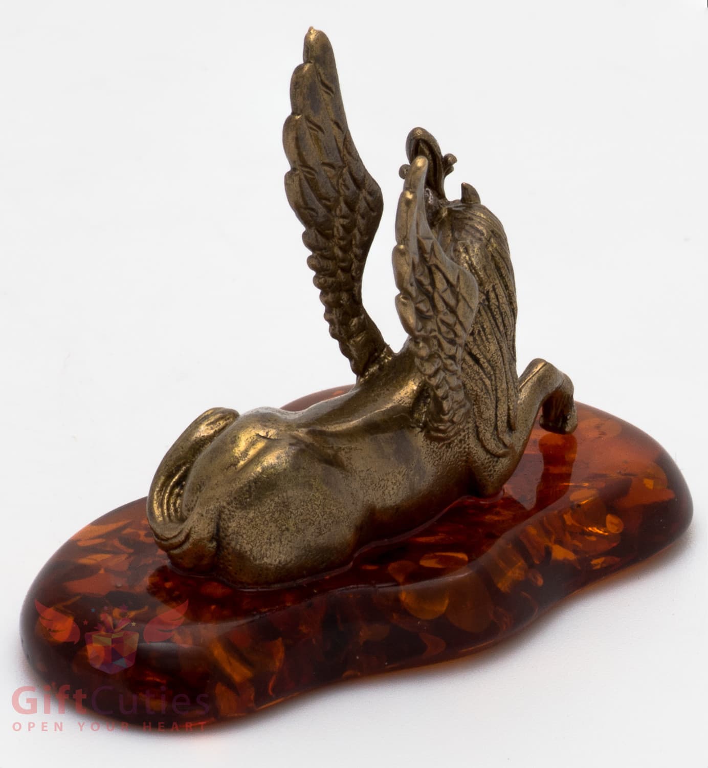 Solid Brass Amber Figurine of Pegasus Horse IronWork 6