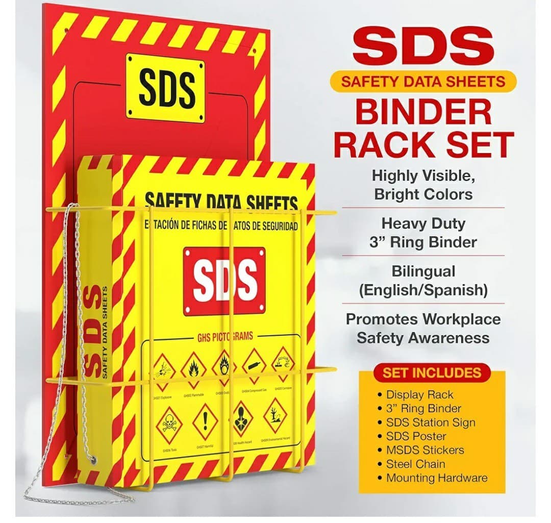 SDS Wall Station - Material Safety Data Sheet Binder with Display Sign "3 Ring" 5