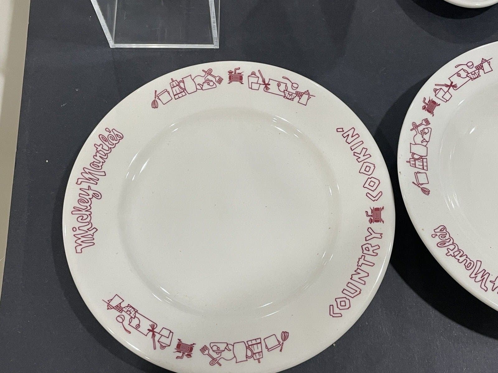 Mickey Mantle * SIGNED * Country Cookin' Restaurant Complete Plate & Bowl Set 6