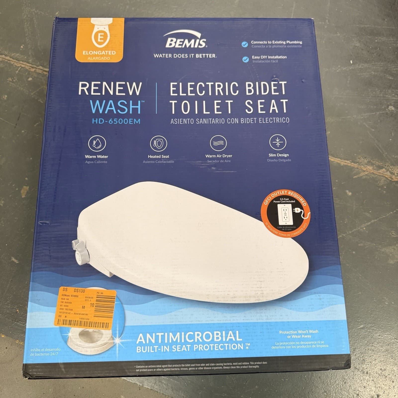 Bemis Renew Wash Electric Plug-in Bidet Seat for Elongated Toilets HD-6500EM 4