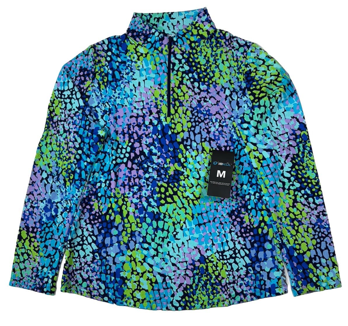 NWT IBKUL Golf Tennis 1/4 Zip Pullover Shirt S M Printed Longsleeve O1 2