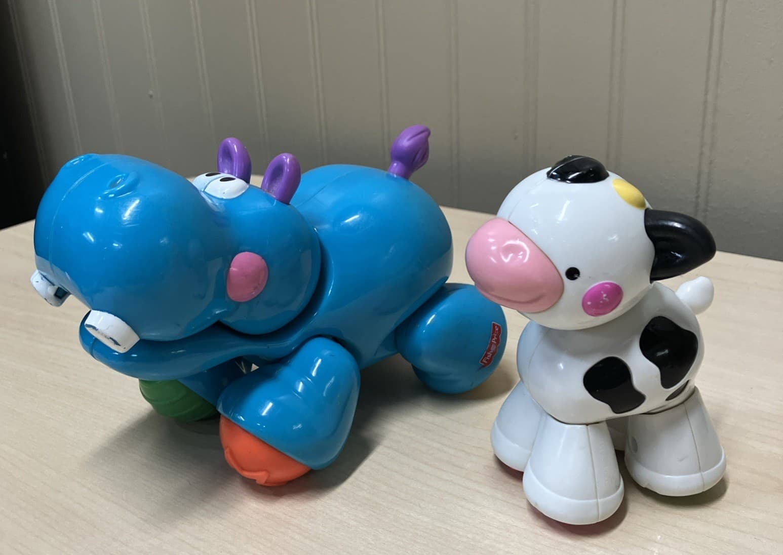 Fisher Price Amazing Animals Hippo Cow Clicks Giraffe Monkey w/ Wheels 5