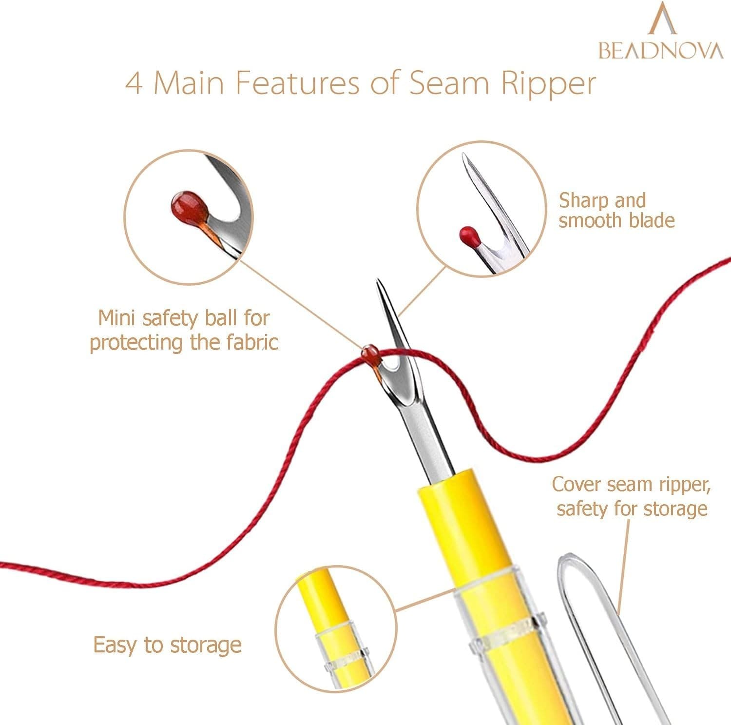 Versatile 4-Piece Seam Ripper Kit - Essential Tools for Creative Sewing Projects 6
