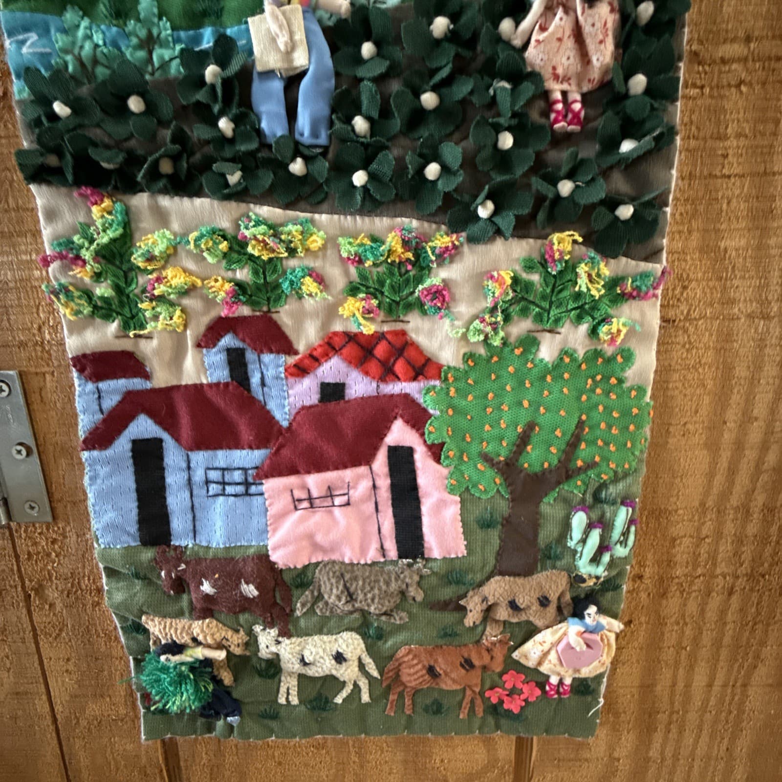 ARPILLERA Peruvian Folk Art Handmade Wall Tapestry Cosecha Or Harvest 3D(#20) 4