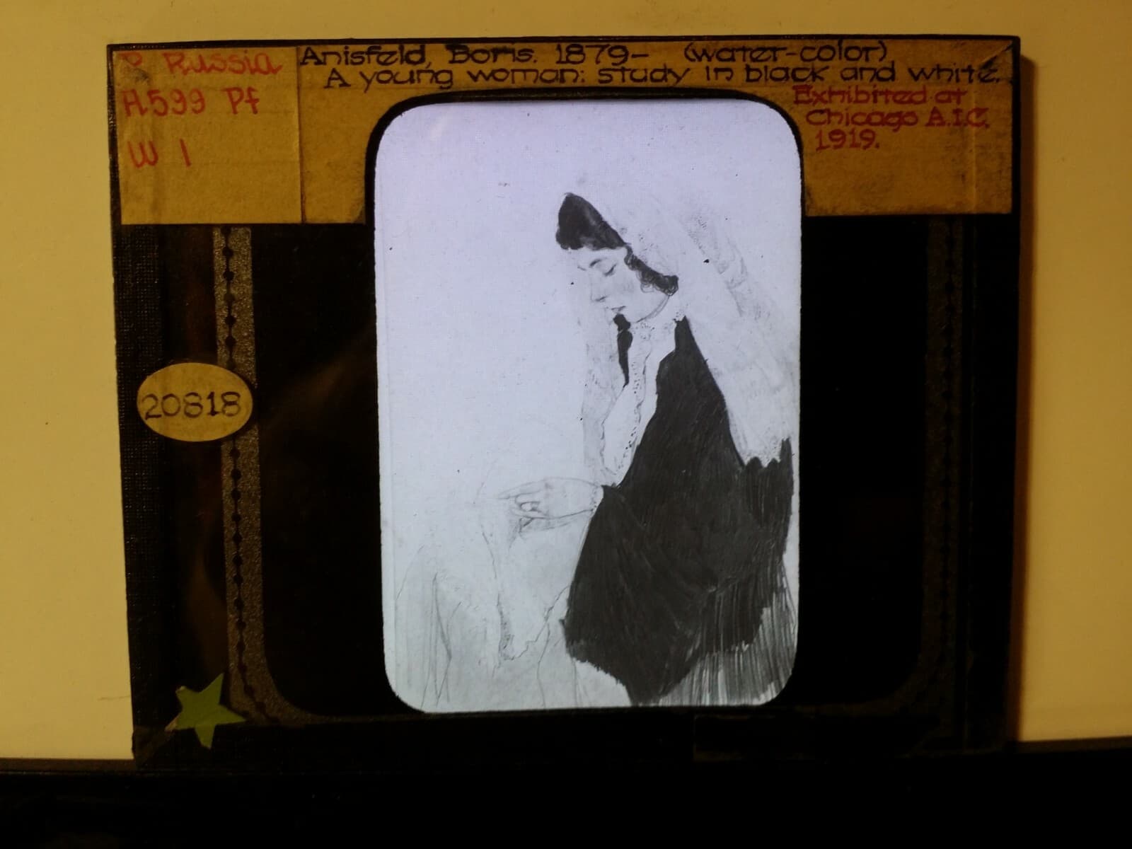 A Young Woman, Study, Boris Israelevich Anisfeld, Magic Lantern Glass Slide 3