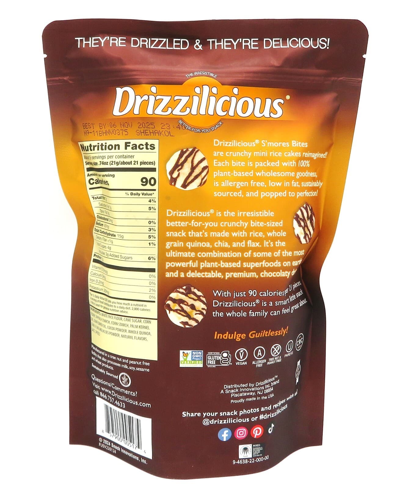 Drizzilicious S'mores Bites Mini Rice Cakes Gluten Free Vegan Quinoa Chia 4oz. 2