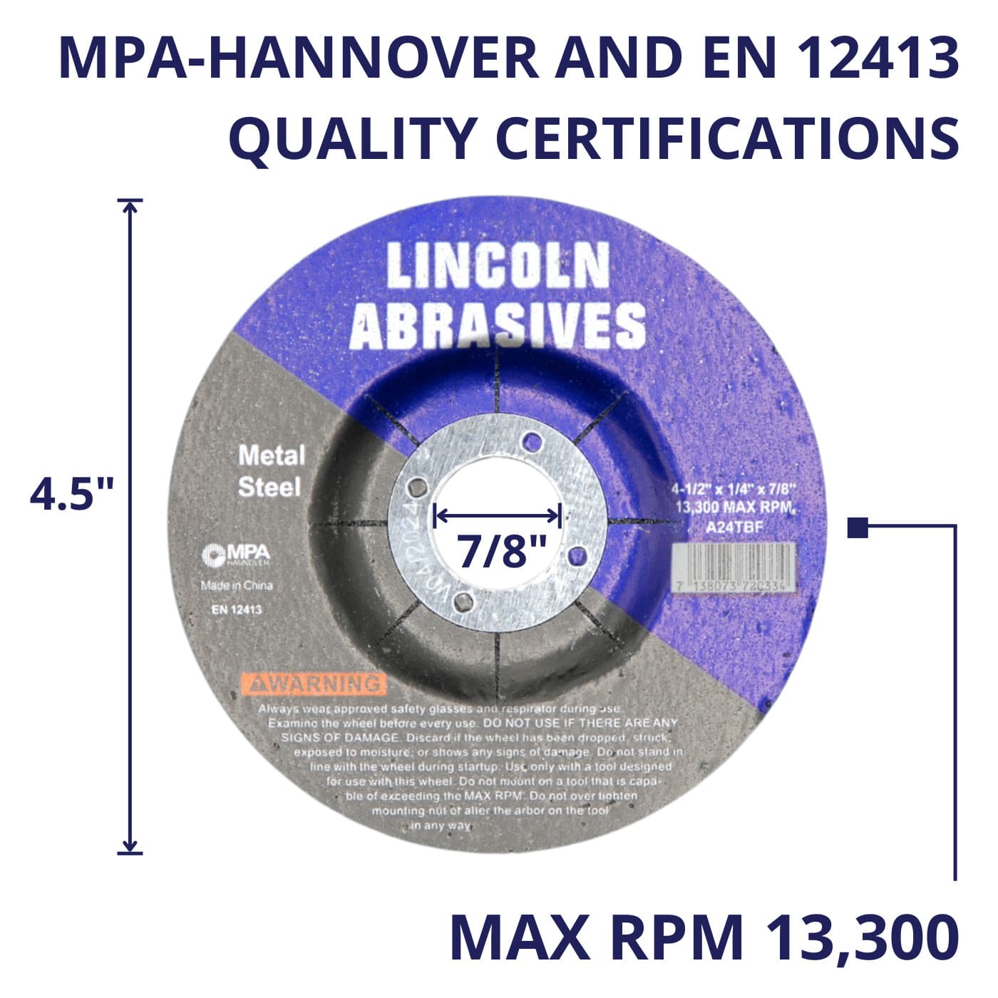 100 PACK Grinding Wheels 4-1/2" x 1/4" x 7/8" Metal Steel 4.5 Disc Angle Grinder 3