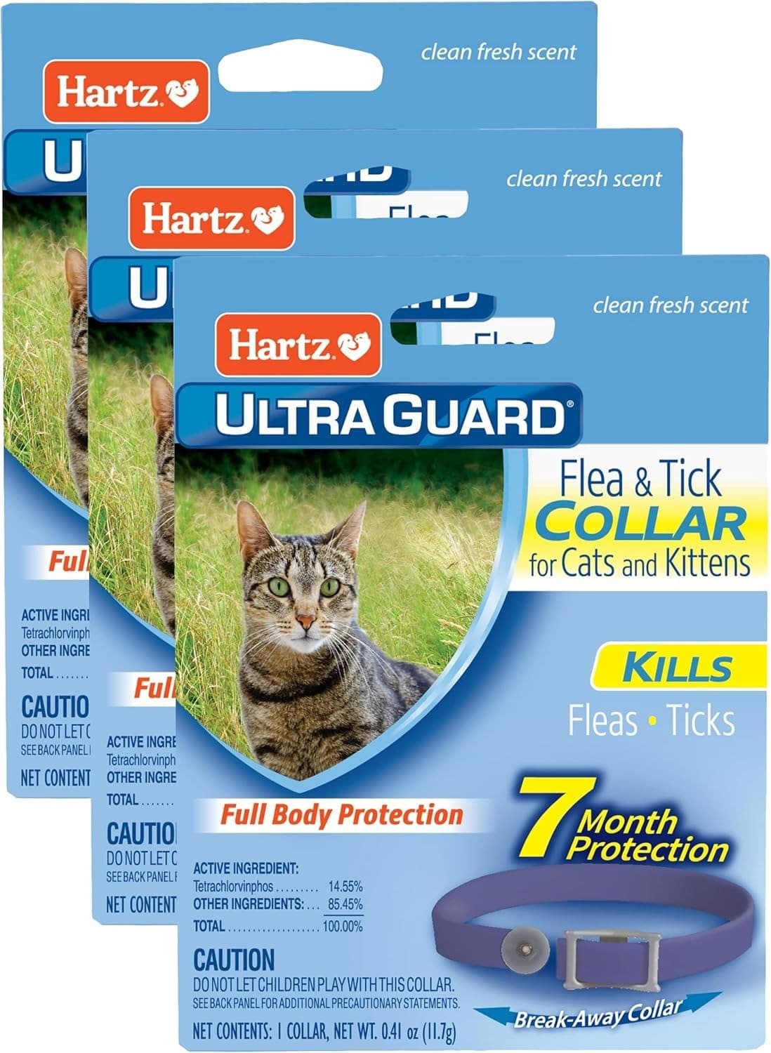 Hartz UltraGuard Flea & Tick Cat and Kitten Collar- 7 Month Protection (3 Pack)