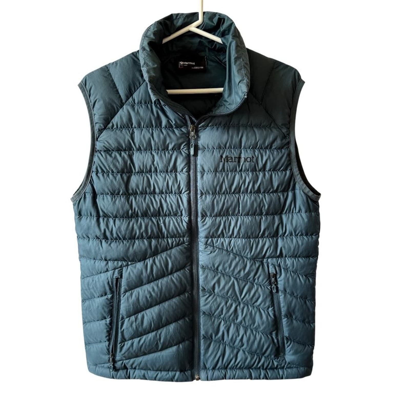 MARMOT DUCK DOWN QUILTED PUFFER VEST MENS SM TEAL ACTIVE OUTDOORS PERFORMANCE 2