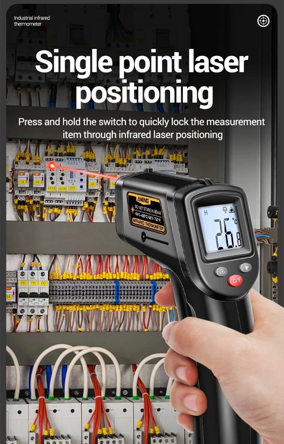 LCD Digital Non-contact Laser IR Infrared Thermometer Temp Meter Temperature Gun 3