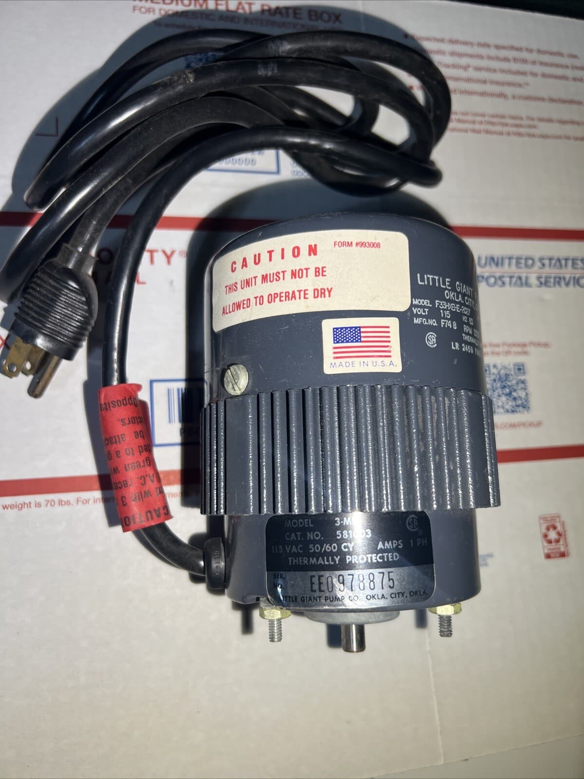 Little Giant Pump 3-MD Motor Only 1Hp, 115v 5