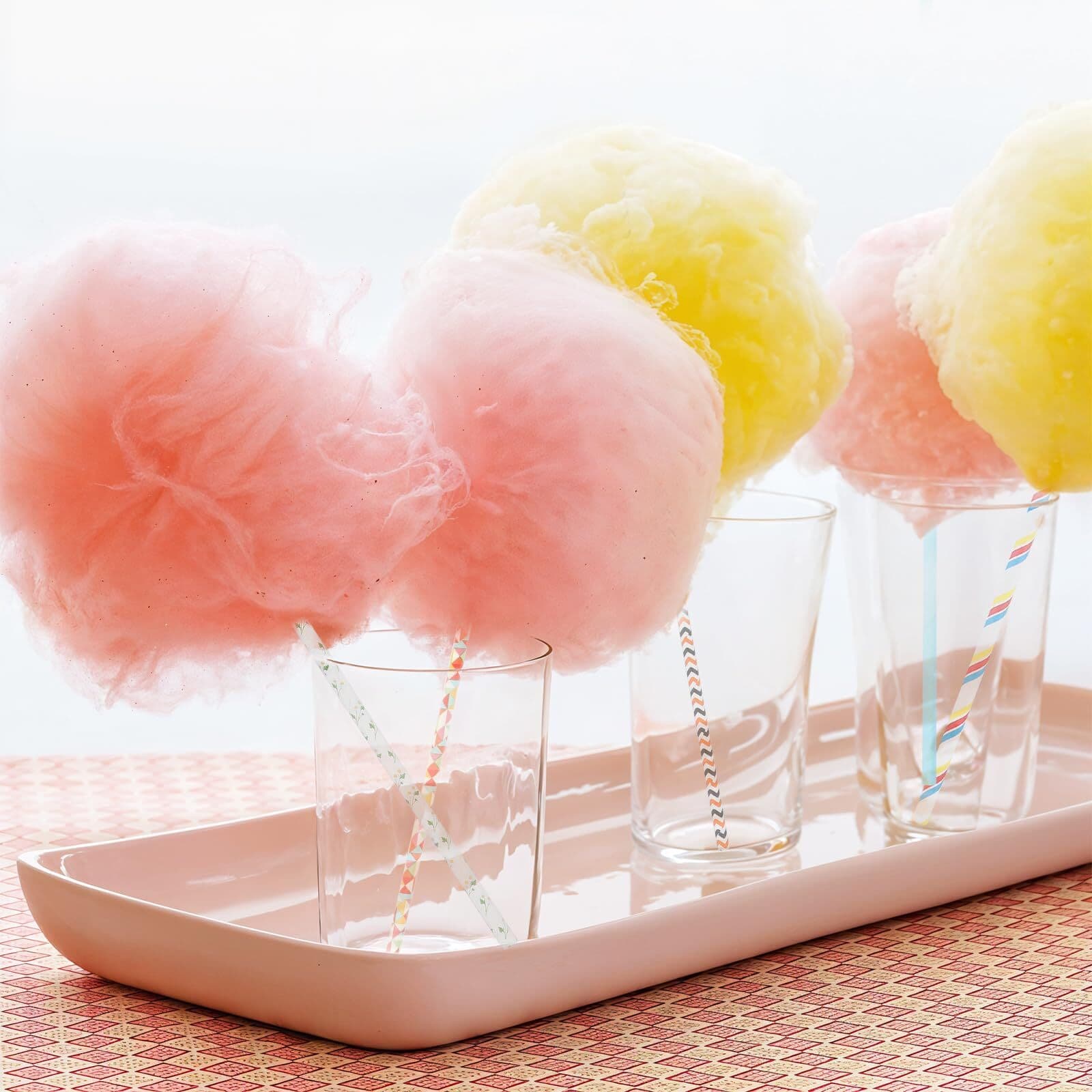 Palitos de algodón de azúcar de 13,77 pulgadas, pajitas de papel colores al azar 5