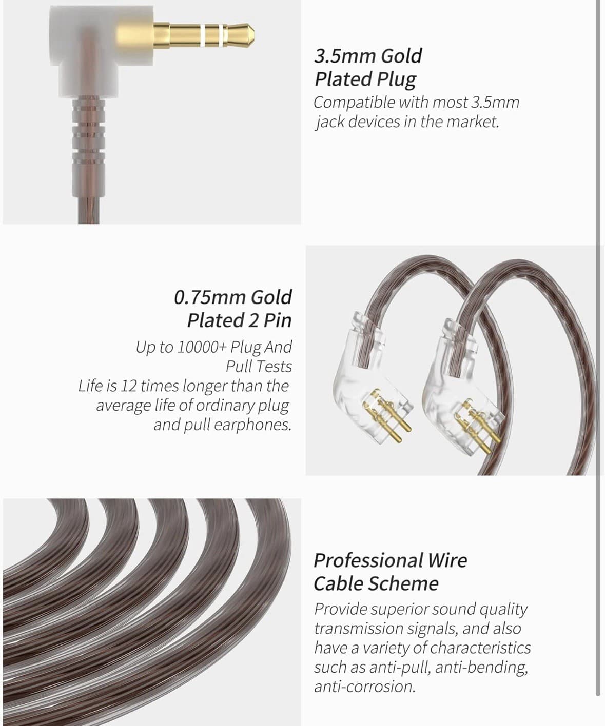  C10 in Ear Monitor Headphone 10 Hybrid Drivers Wired Earbud 4BA no mic Black 5