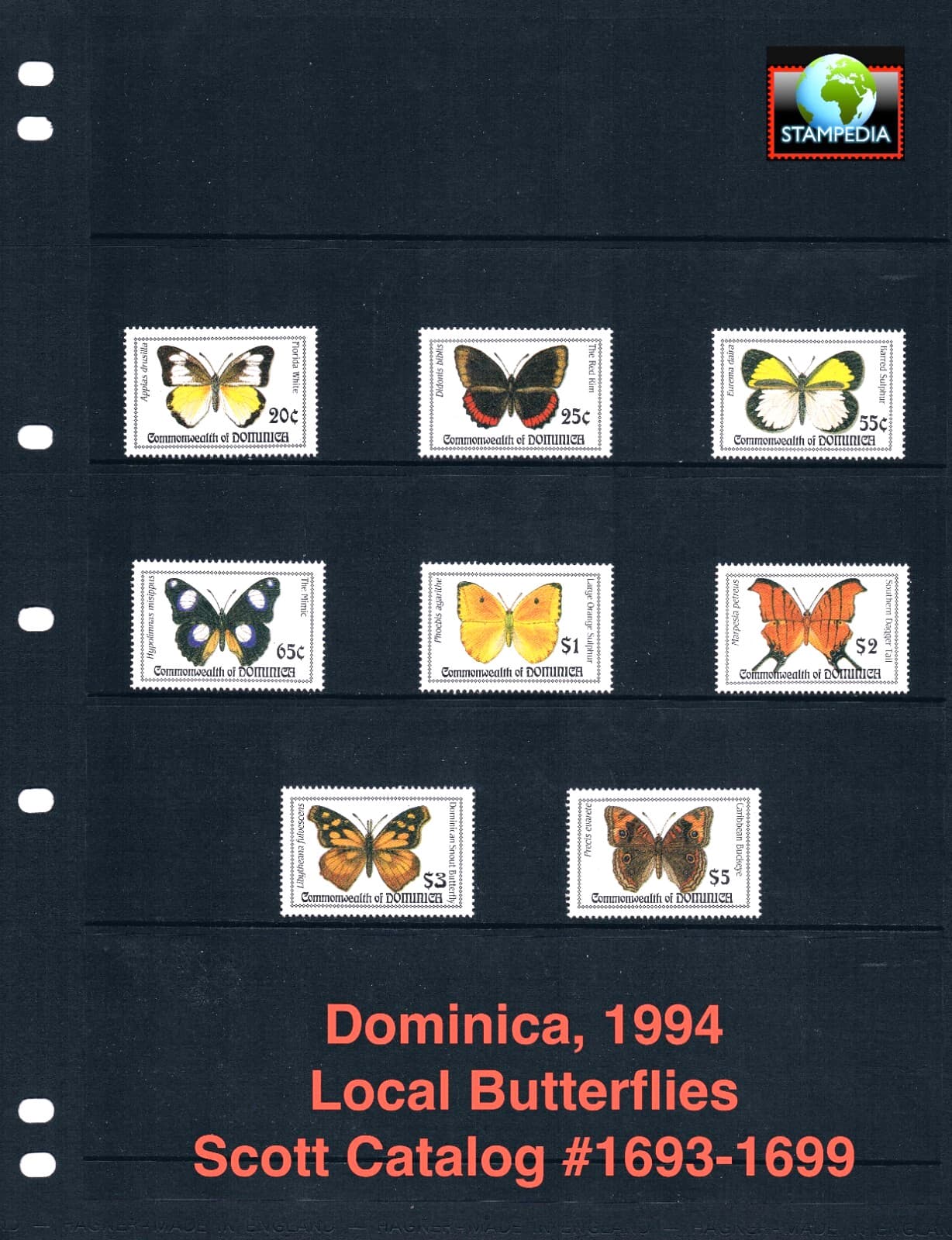 $10.35 Scott Value - 1994 DOMINICA Butterflies Caribbean Wildlife CV MNH NH UMM