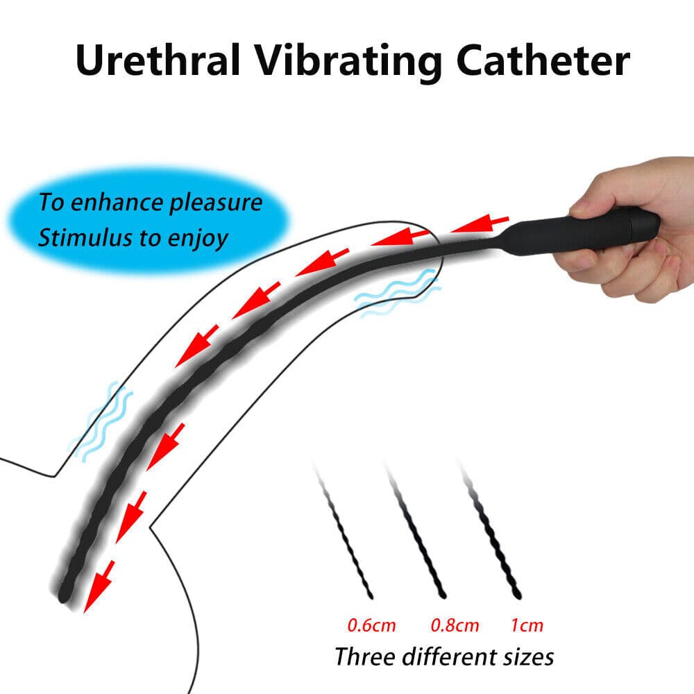 Male Vibrating Penis Plug Electrical Urethral Sounds Silicone Prostate Massage 4