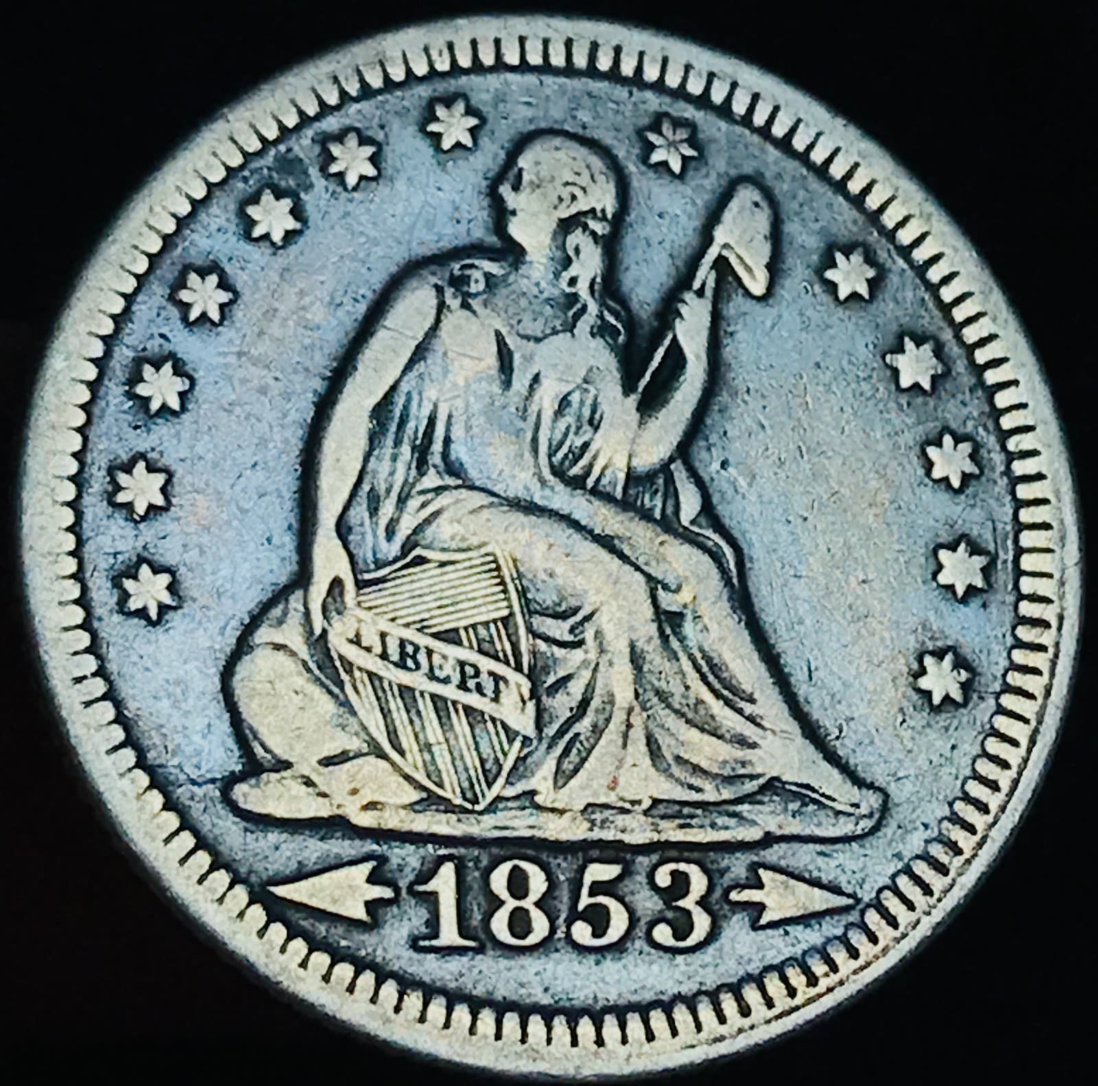 1853 Seated Liberty Quarter 25C RAYS ARROWS Choice 90% Silver US Coin CC27428 4