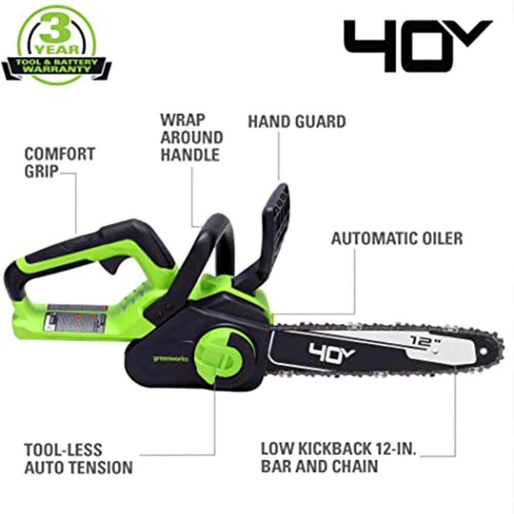 Greenworks 40V 12 inch Cordless Chainsaw Gen2 with 2Ah Battery and 2A Charger 2