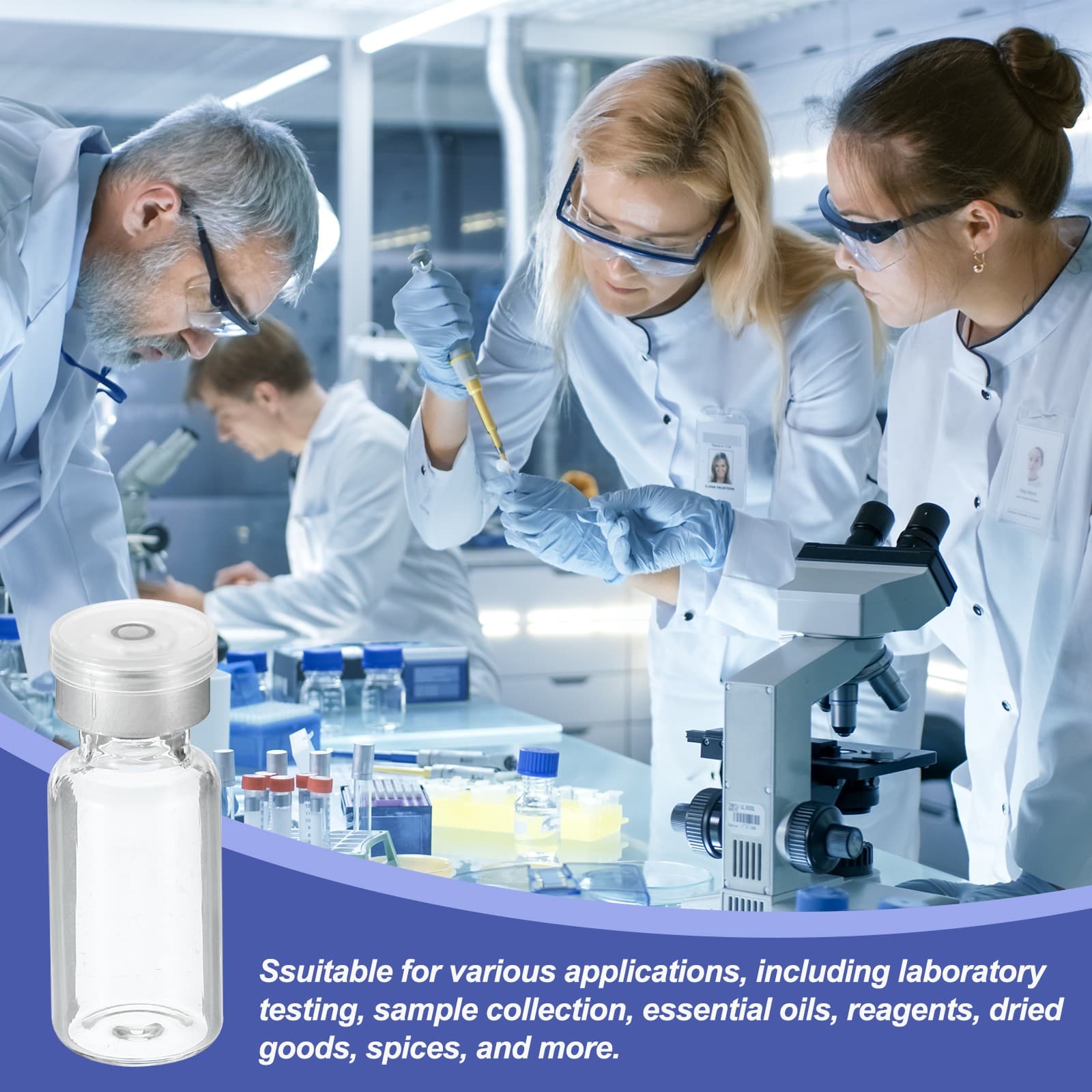 8 Pack 3ml Sample Vials Lab Empty Vials Borosilicate Glass Vial Transparent 5