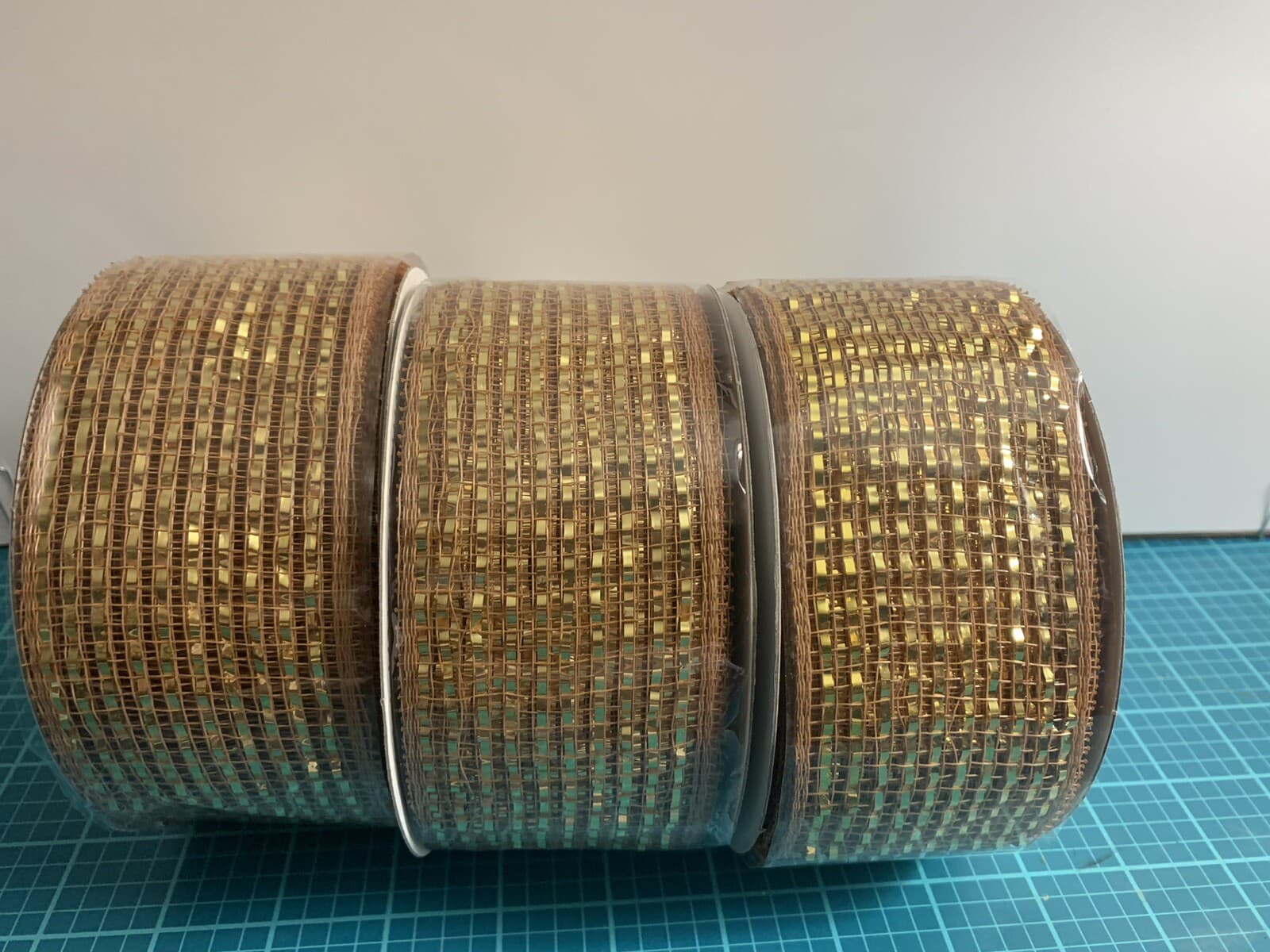 Lot 3 Rolls Fall Deco Foil Mesh 2.5”x 20 Yds Each Foil stripe Wreath Garland New