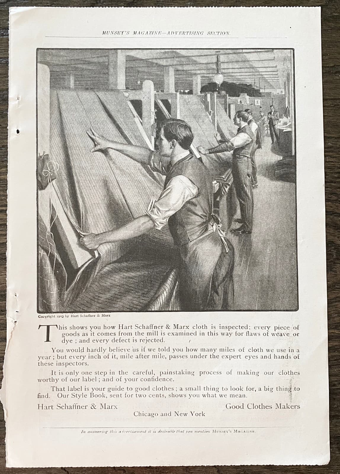 HART SCHAFFNER&MARX Men's Fine Clothing Inspection &Hayner's Whiskey Vtg 1903 Ad 2