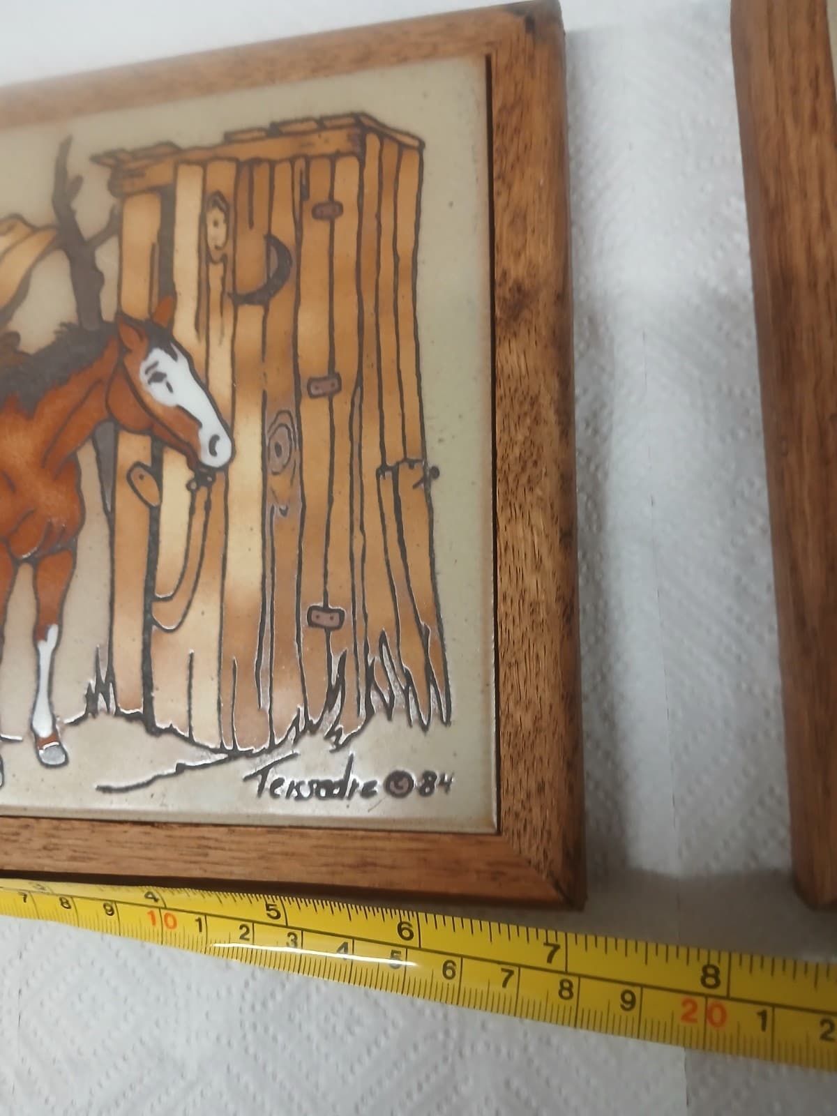 Pair Of Vintage Teissedre Tile Designs  Trivets Wall Art Horses Cowboys 7"×7" 3