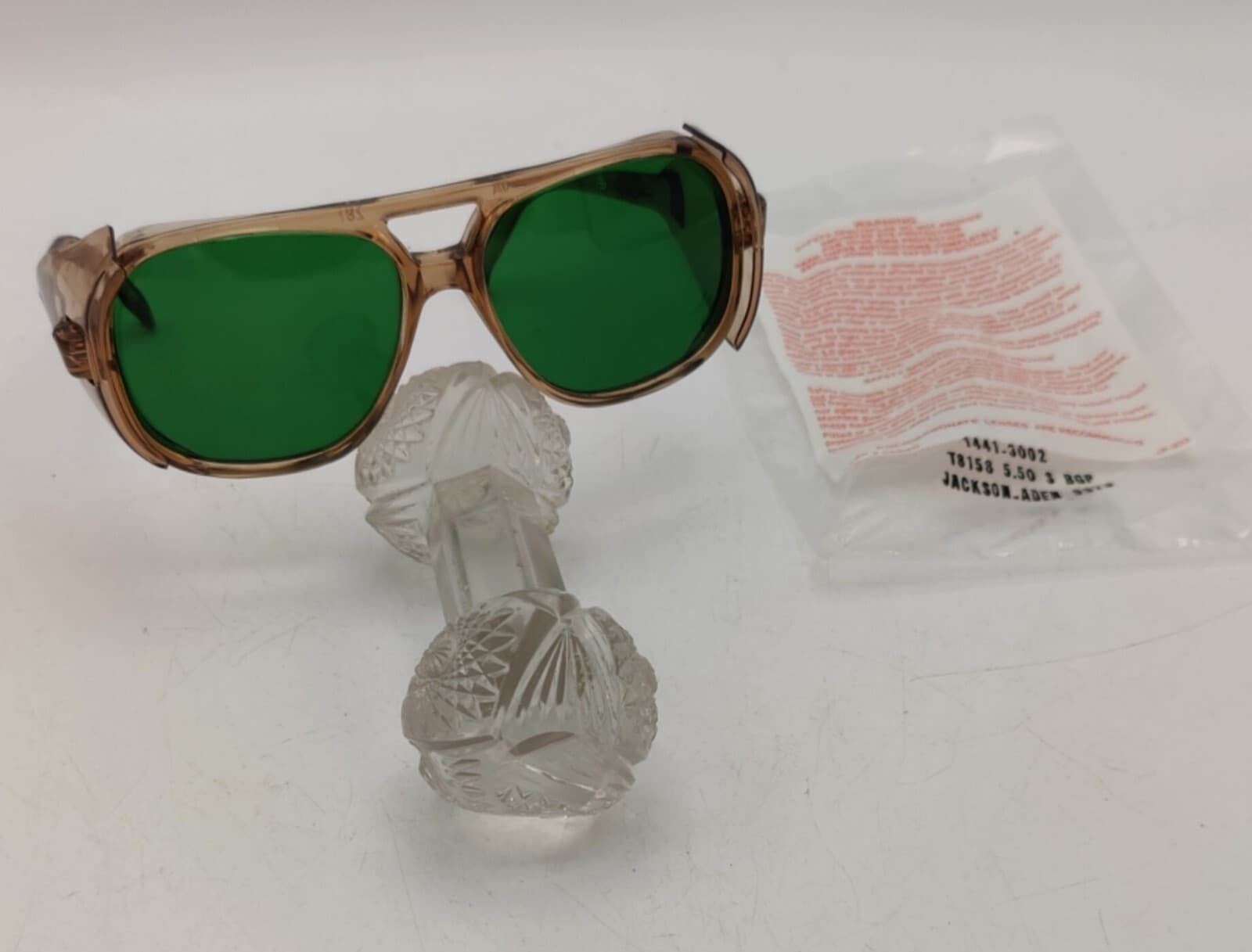 Vintage New Old Stock ADEN Safety Glasses w/ Side Shields Green Lens Very Cool! 2