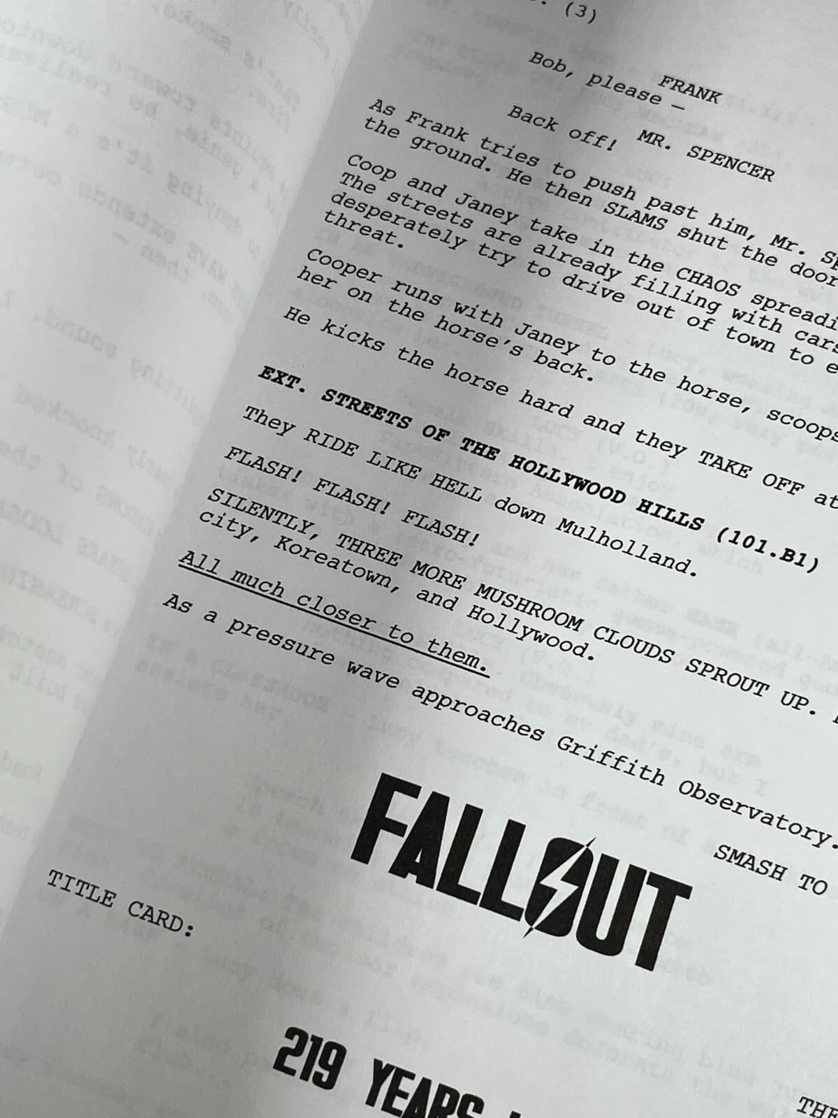 Fallout Pilot Script Signed- Autograph Reprints- Fallout TV Show 6