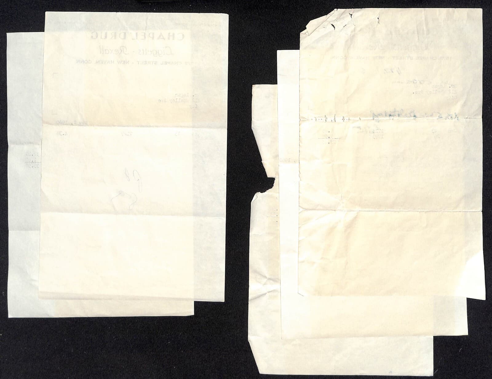 Group of 16 Mostly 1960 Chapel Drug Rexall New Haven, CT Invoice Sheets Scarce 4