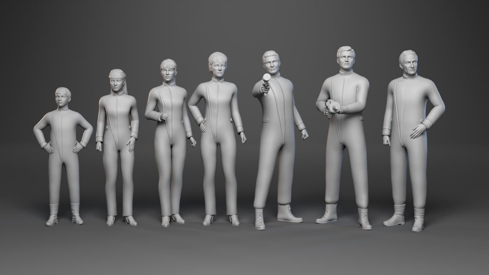 Lost In Space Robinson Family Silver Attire Hostile Planet 1:35 1:24 3D Printed