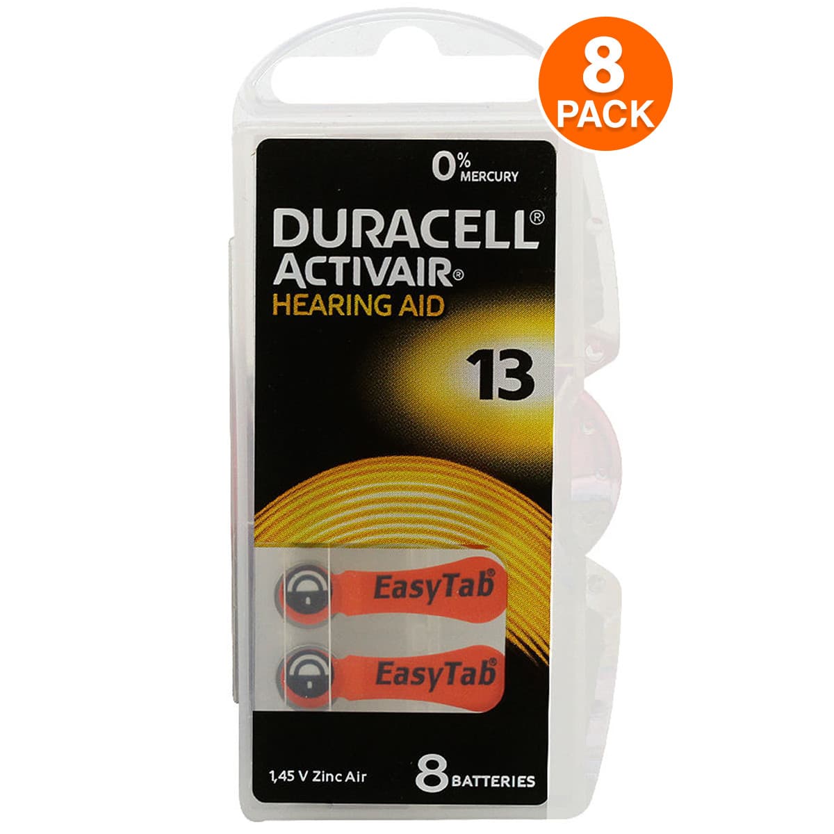 Duracell Activair Hearing Aid Batteries Size: 13 (8 Pack) 2