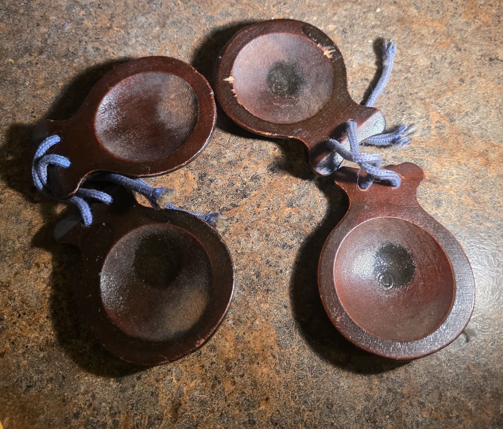 2 Pairs Castanets Wooden Painted 3