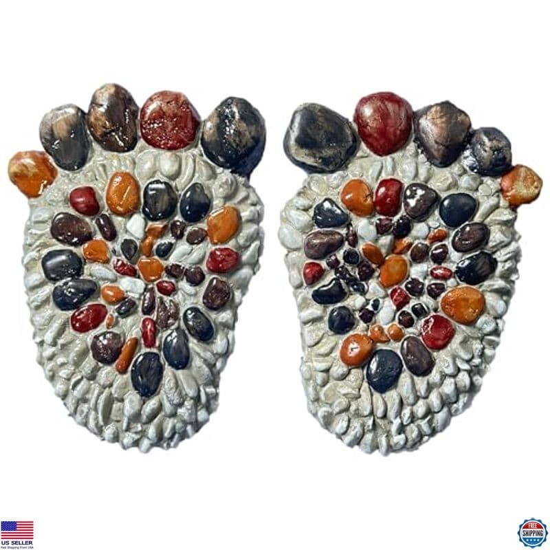 Faux Cobblestone Outdoor Stepping Stones - Set of 2 Decorative Garden Pathway