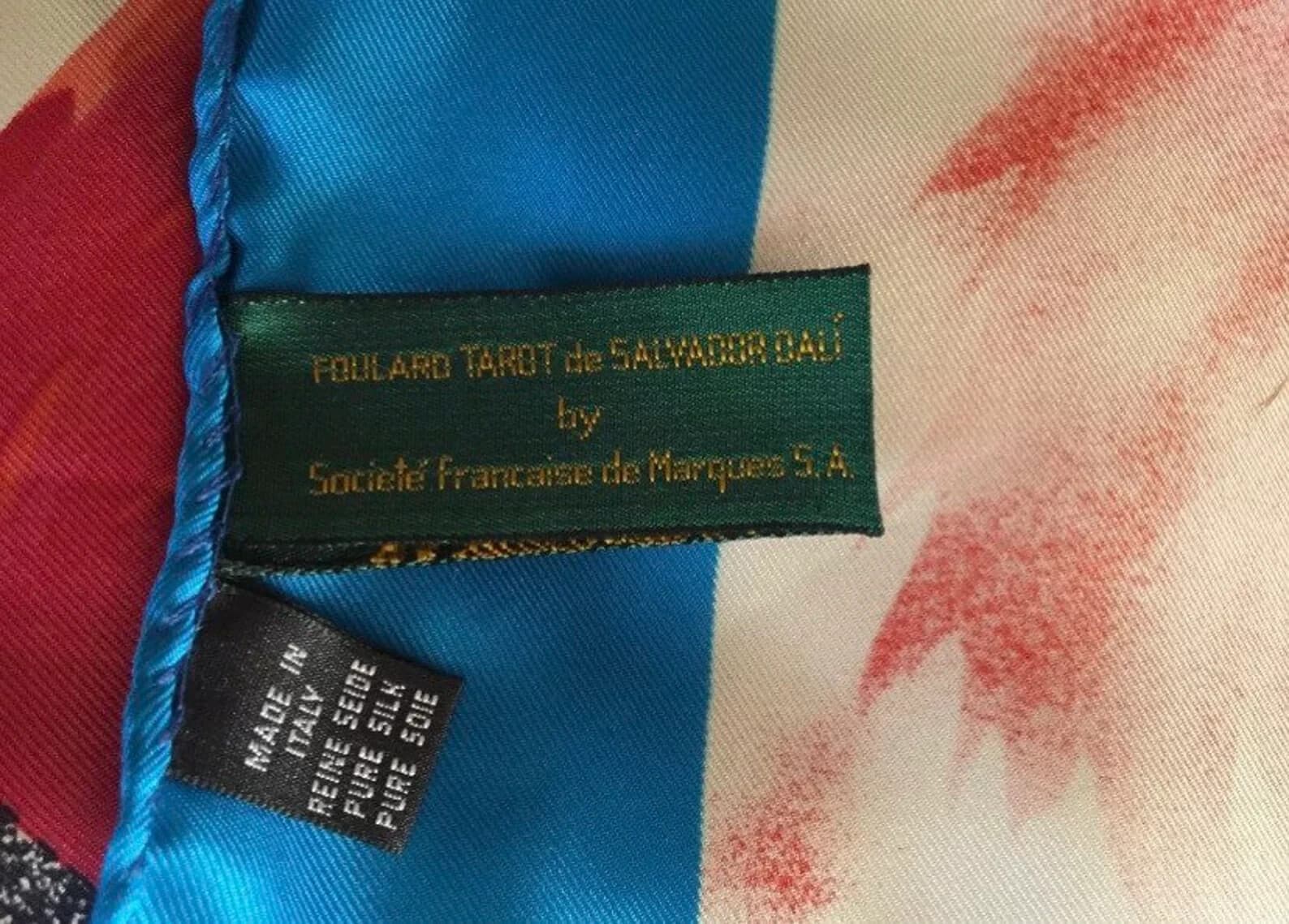 Salvador Dali Signed Silk Scarf Vintage 1990s Avakian Folard Tarot Card 3