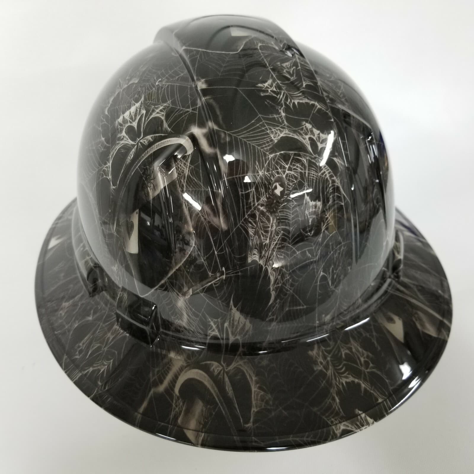 NEW FULL BRIM Hard Hat custom hydro dipped TOP HAT SPIDER WEB SKULLS  sick  4