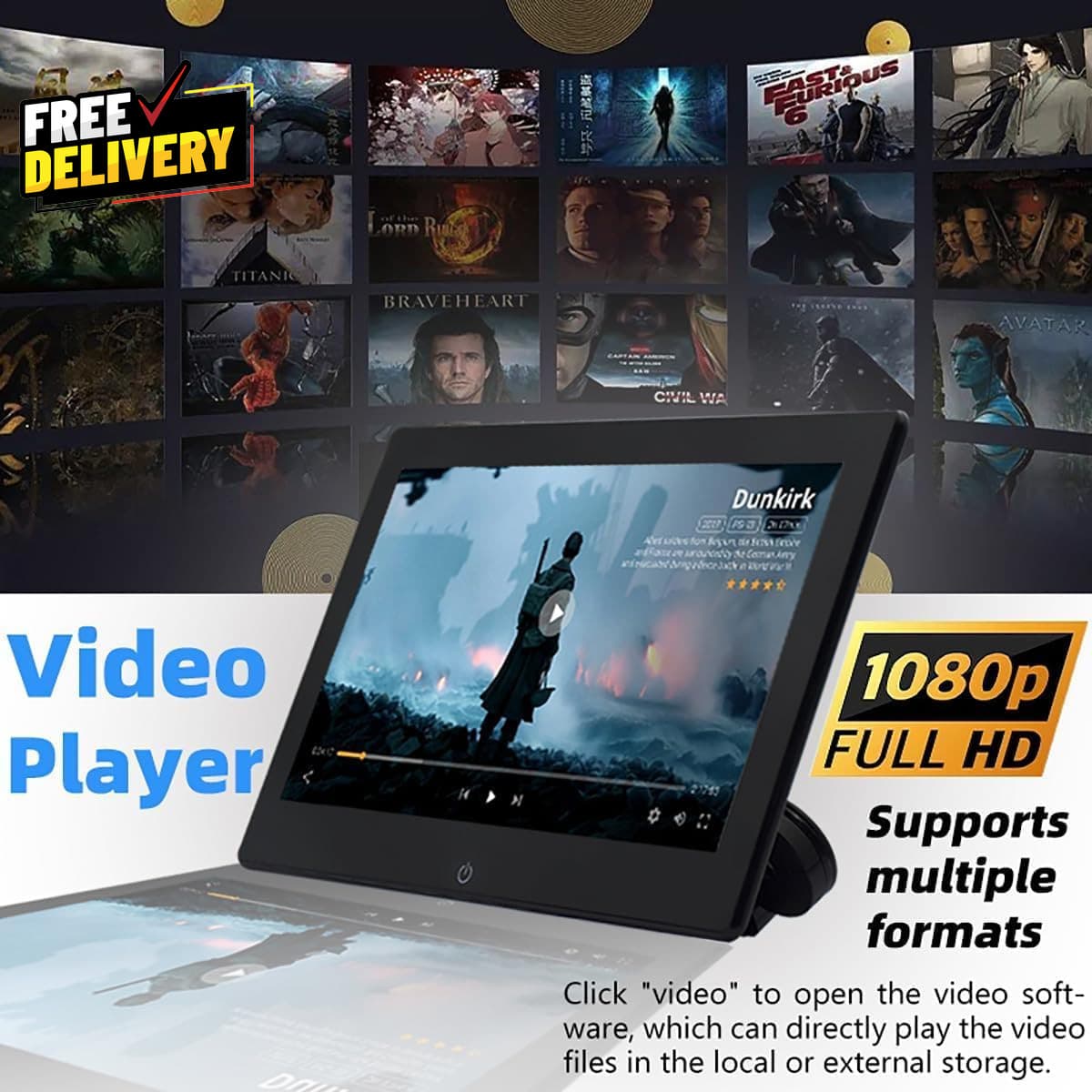 4K Android 12 Portable Car TV Headrest Monitor Back Seat 10.1 Inch Touch Screen 5