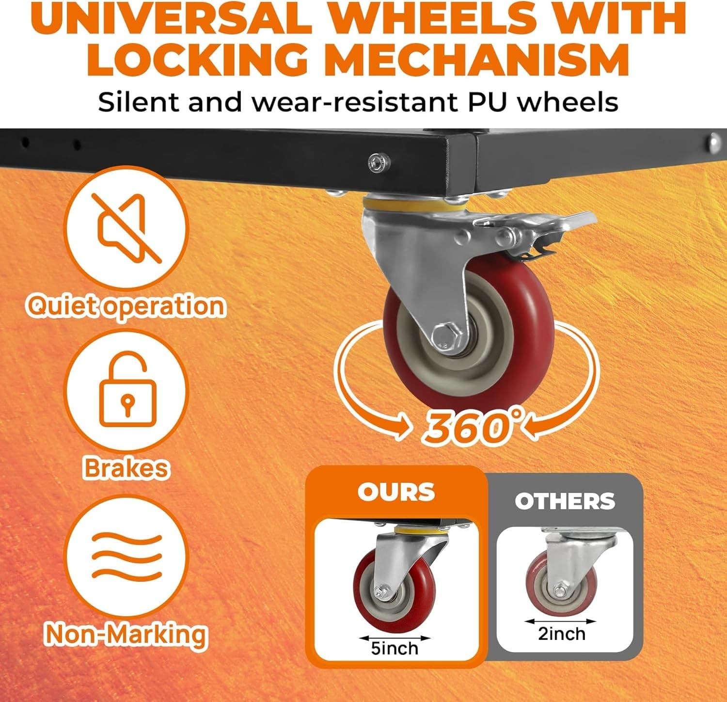 Folding Table Cart Locking Wheels for Round Folding Table 60 Inch, Black 4