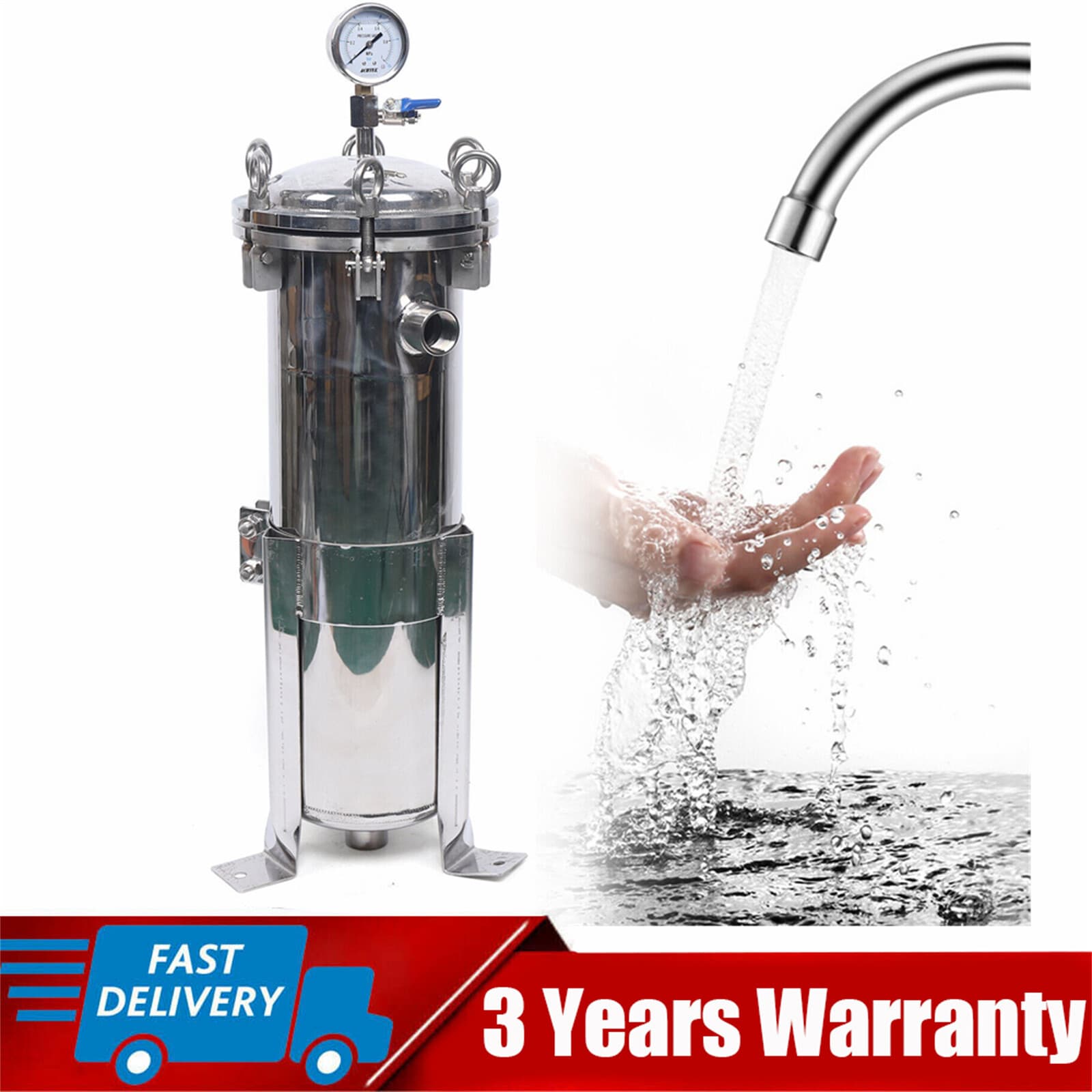 150 Psi Bag Filter Housing Sock Filter 304 Stainless Steel In/Out #4 Bag w/ Mesh 2