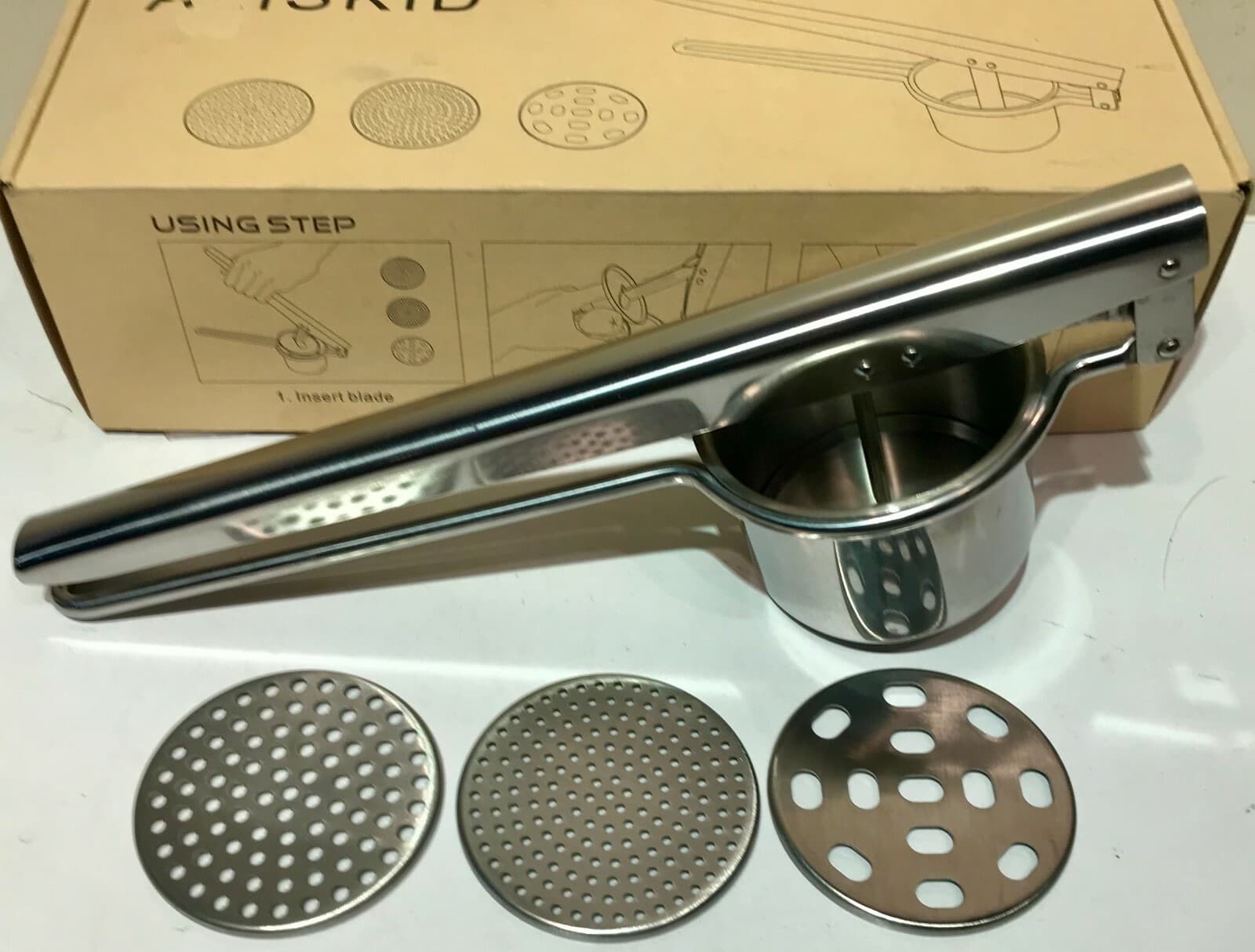ALISKID Stainless Steel Multi Function Grater 3 Interchangeable Disks Orig Box 2