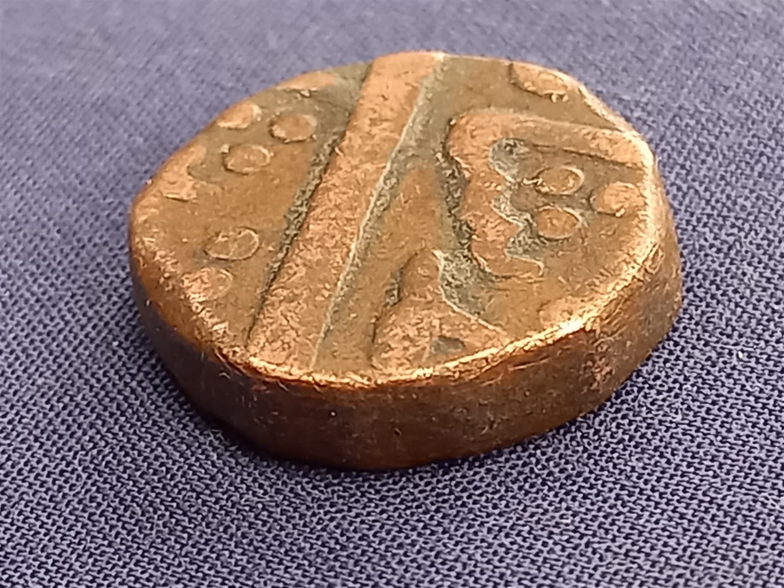 GEUNINE ANTIQUE INDIAN PRINCELY STATES COPPER DUMP COIN 9.37g - 17mm 3
