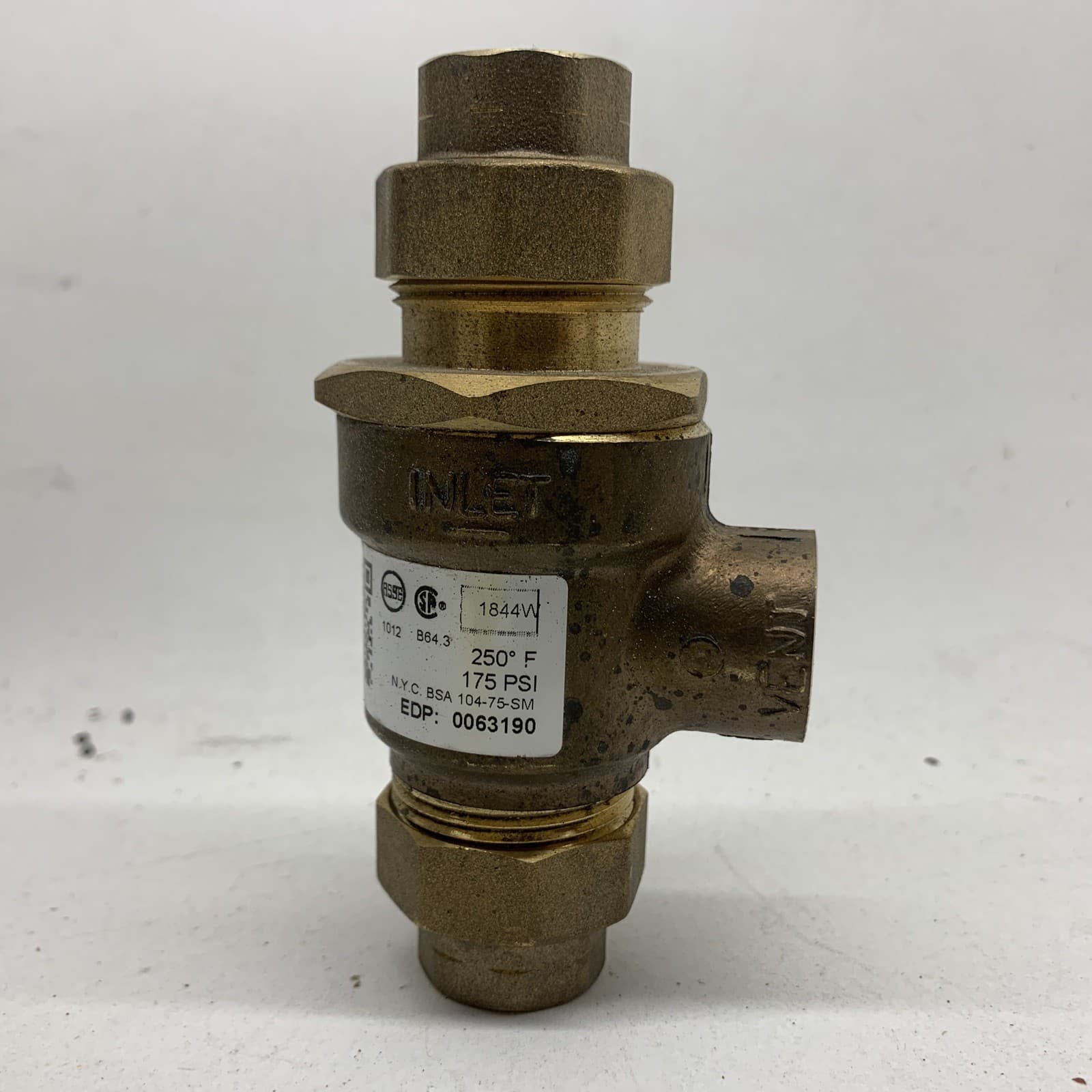 WATTS 1/2" BBFP BACKFLOW PREVENTER VALVE 0063190 ATMOSPHERIC VENT REGTROL NIB