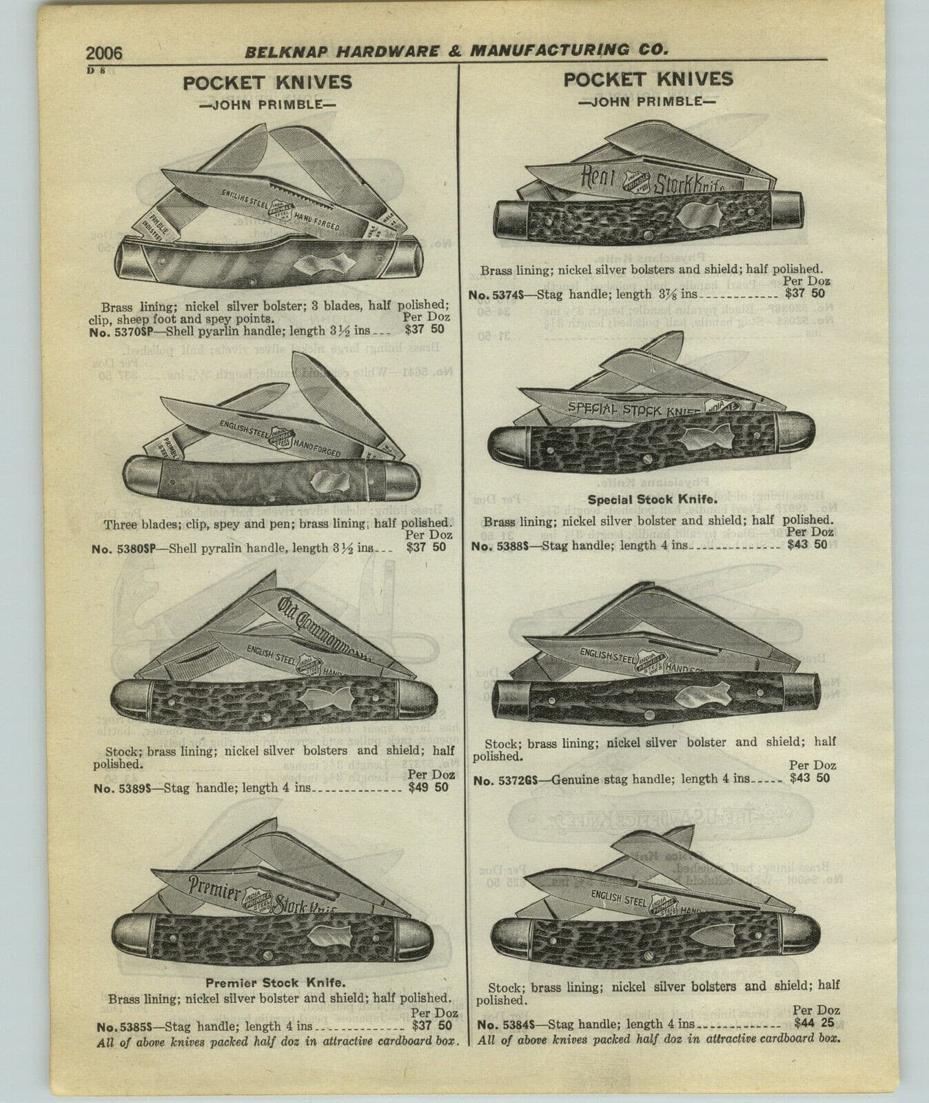 1927 PAPER AD 25 PG John Primble Pocket Knife Knives English Steel Hand Forged 5