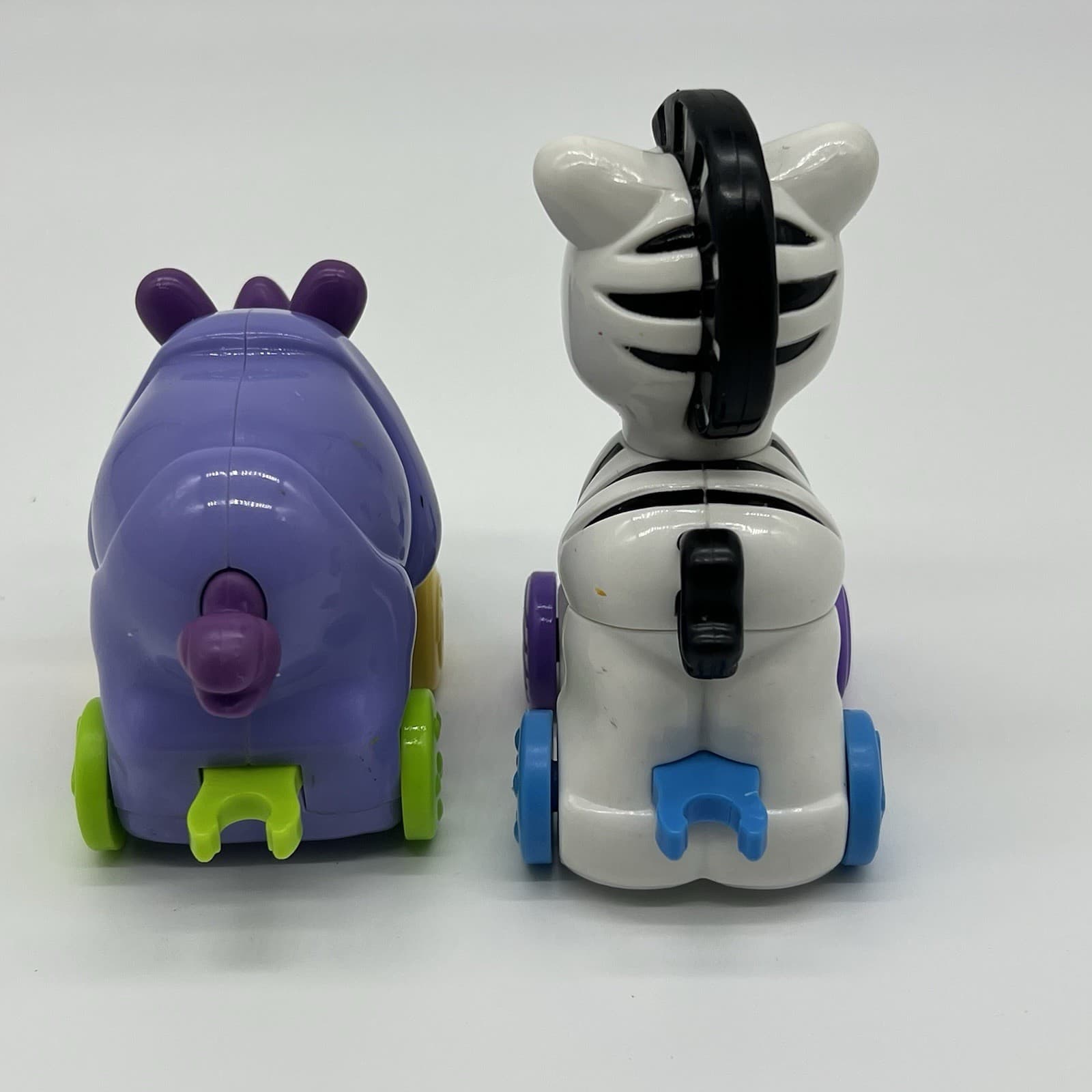 Fisher-Price Amazing Animals Zebra and Rhinoceros Train Cars Lot Of 2 3